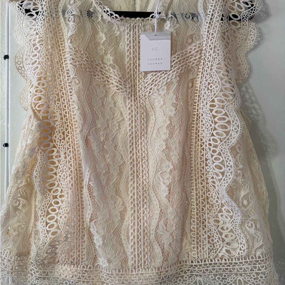 Lace Sleeveless Top - Cream